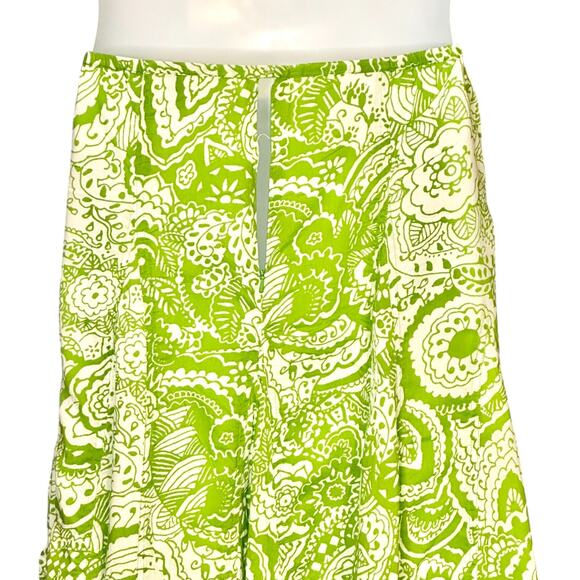 Chico's A Line Flared Maxi Skirt Size XL / 3 Boho Cottage Cotton Spring Green - Picture 8 of 9